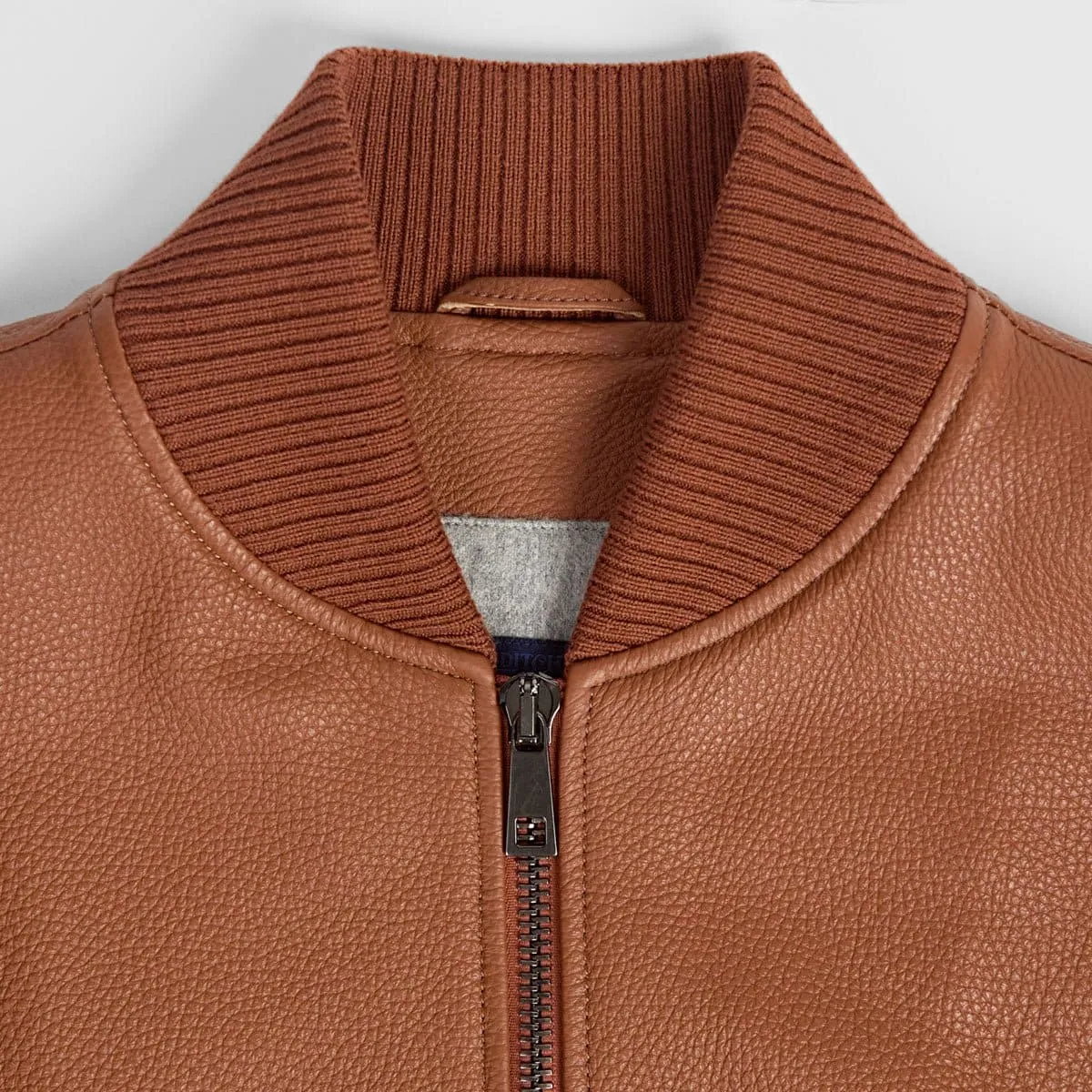 Camel Real Leather Olimpo Bomber Jacket