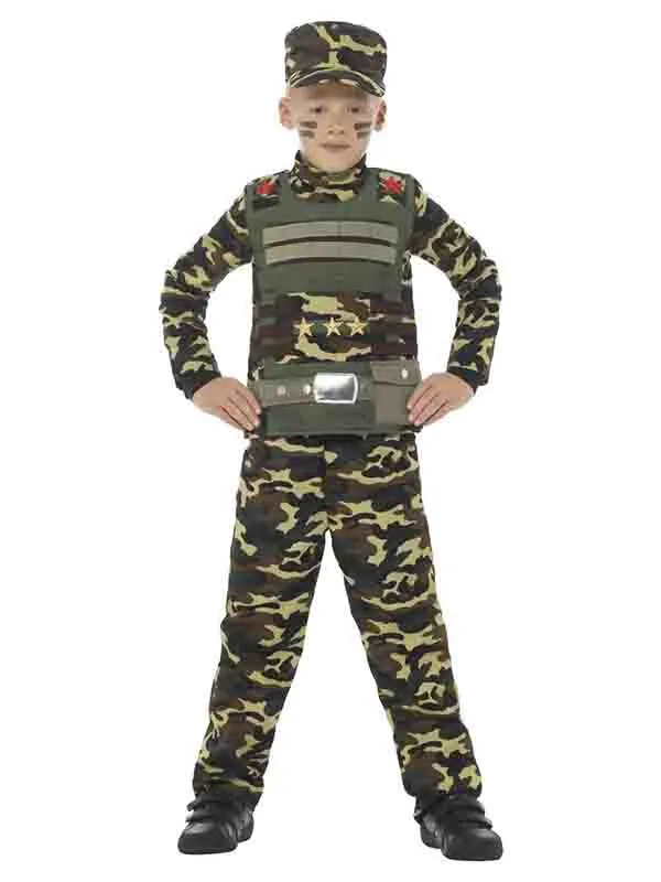 Camouflage Military Boy Costume, Green