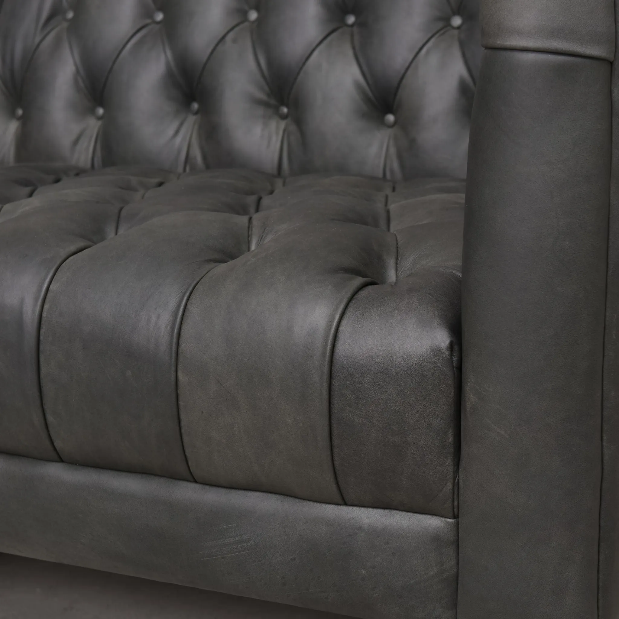 Carnegie Leather Sofa 75", Natural Washed Ebony