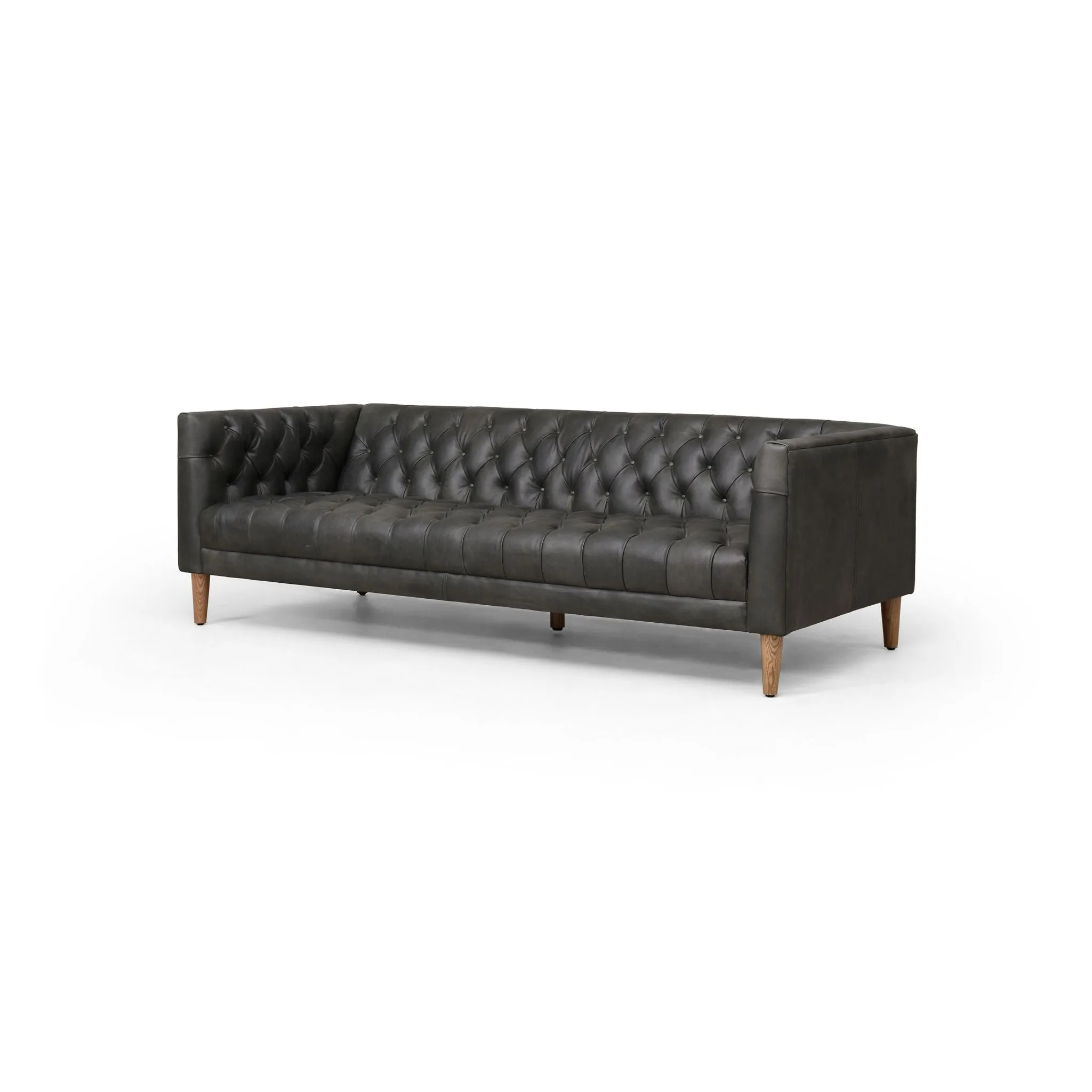 Carnegie Leather Sofa 75", Natural Washed Ebony