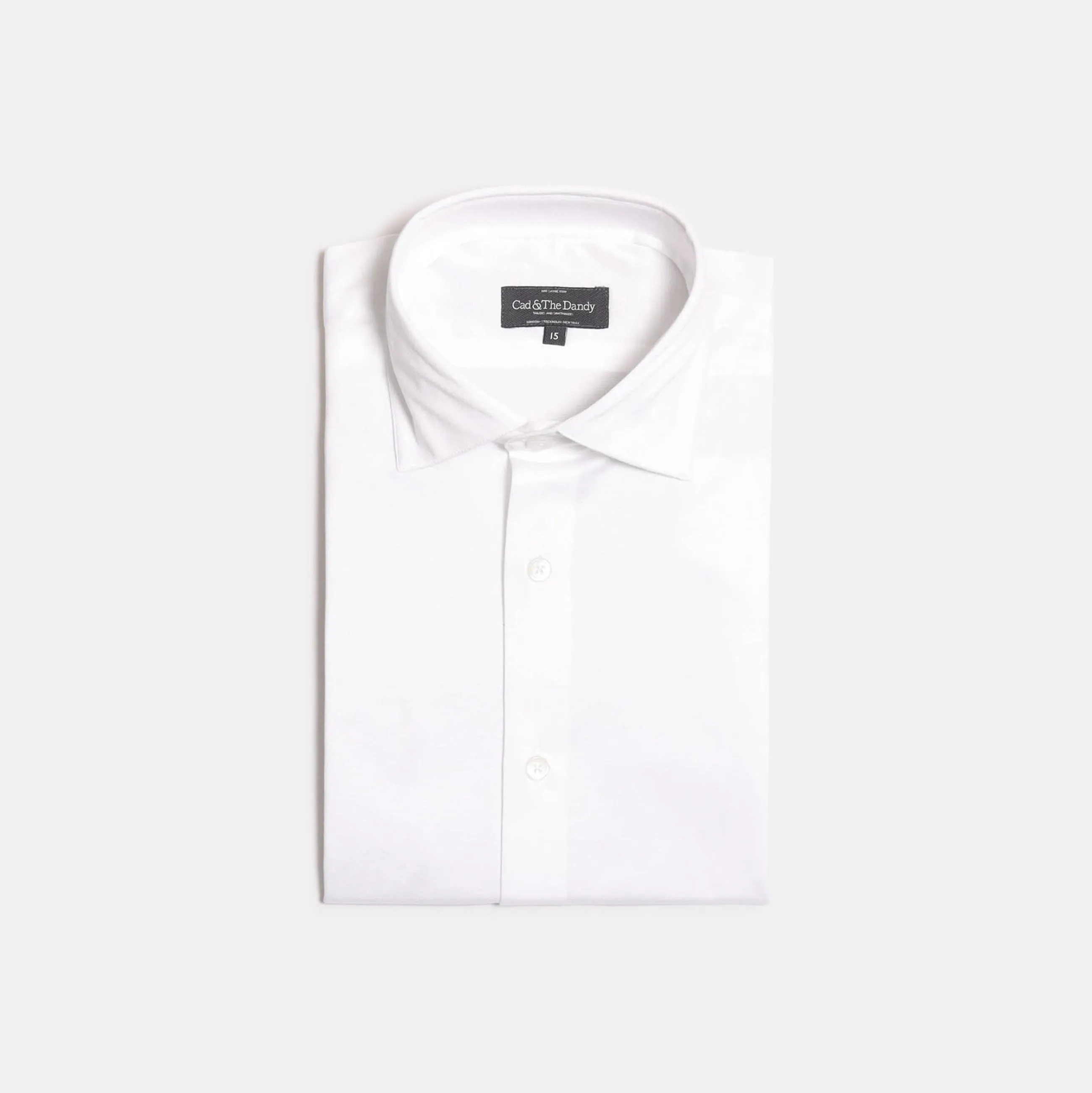 Casual Collar, Single Cuff Shirt in White Jersey