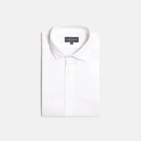 Casual Collar, Single Cuff Shirt in White Jersey