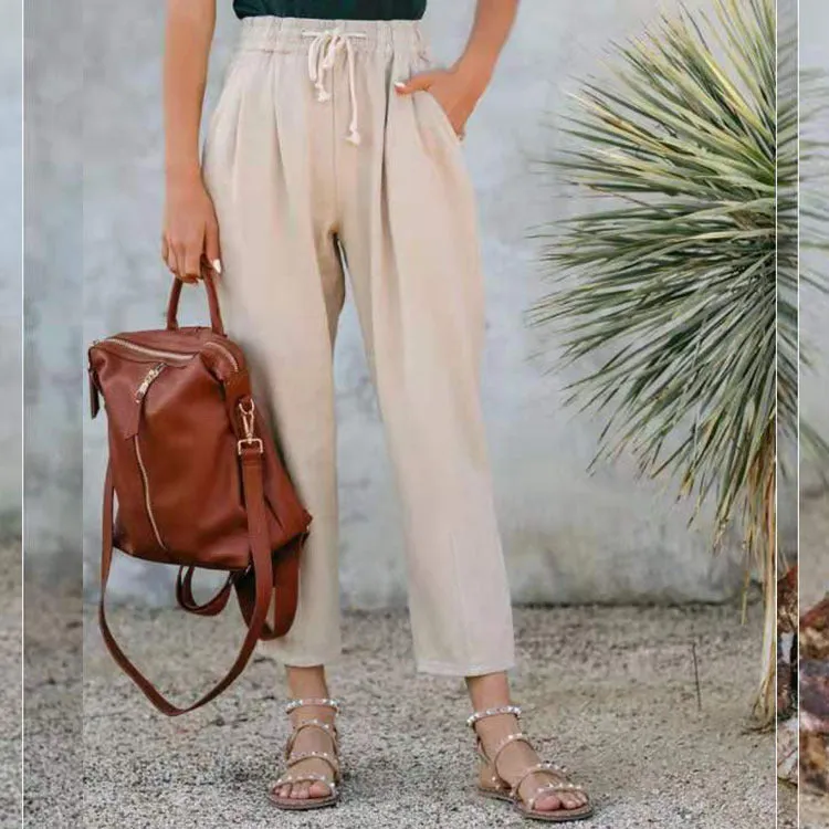 Casual High-waist Straight-leg women trouser pants