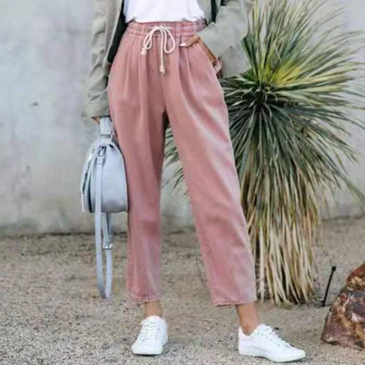 Casual High-waist Straight-leg women trouser pants