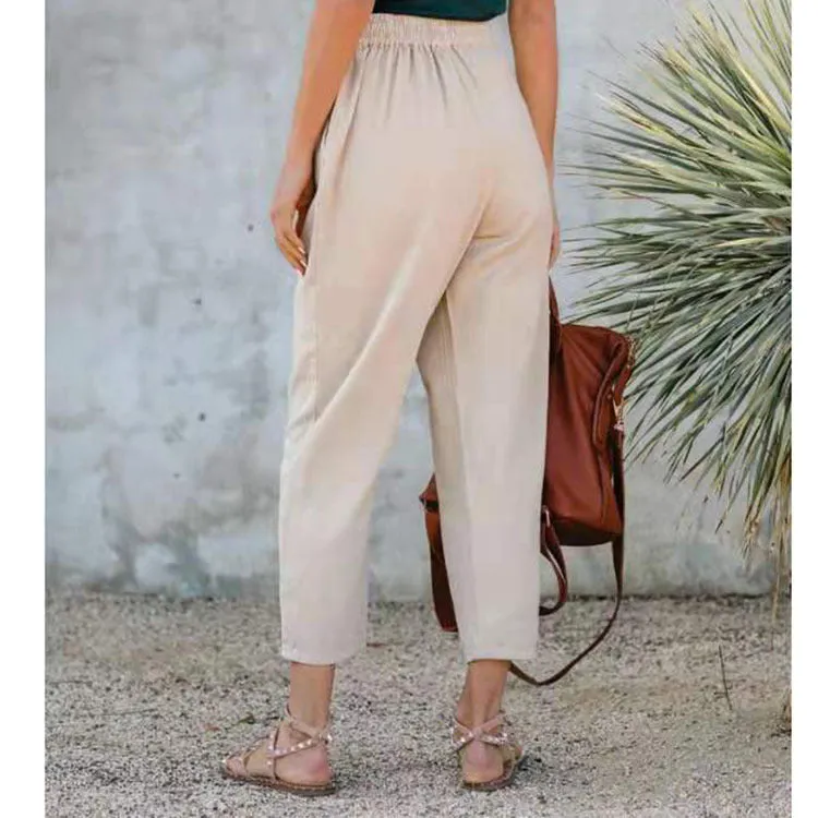 Casual High-waist Straight-leg women trouser pants