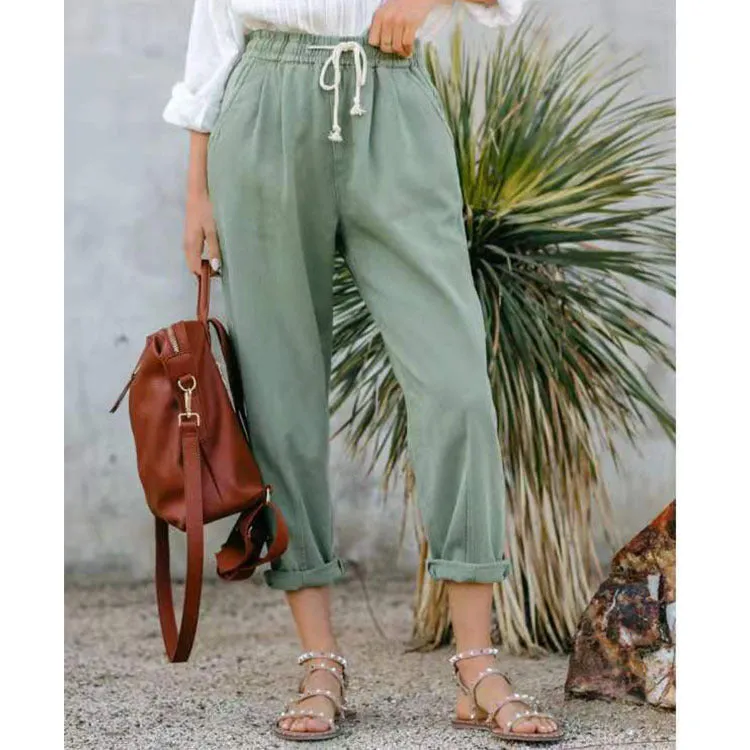 Casual High-waist Straight-leg women trouser pants