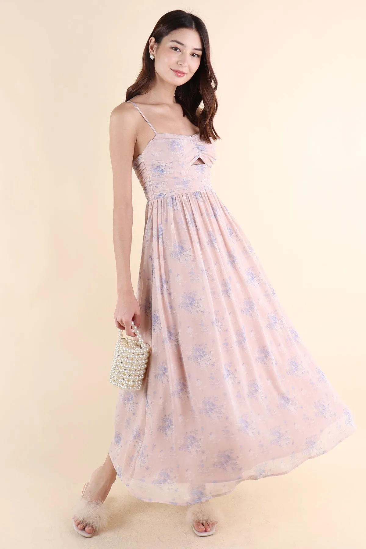 CECILY FLORAL MAXI IN DUSTY PINK