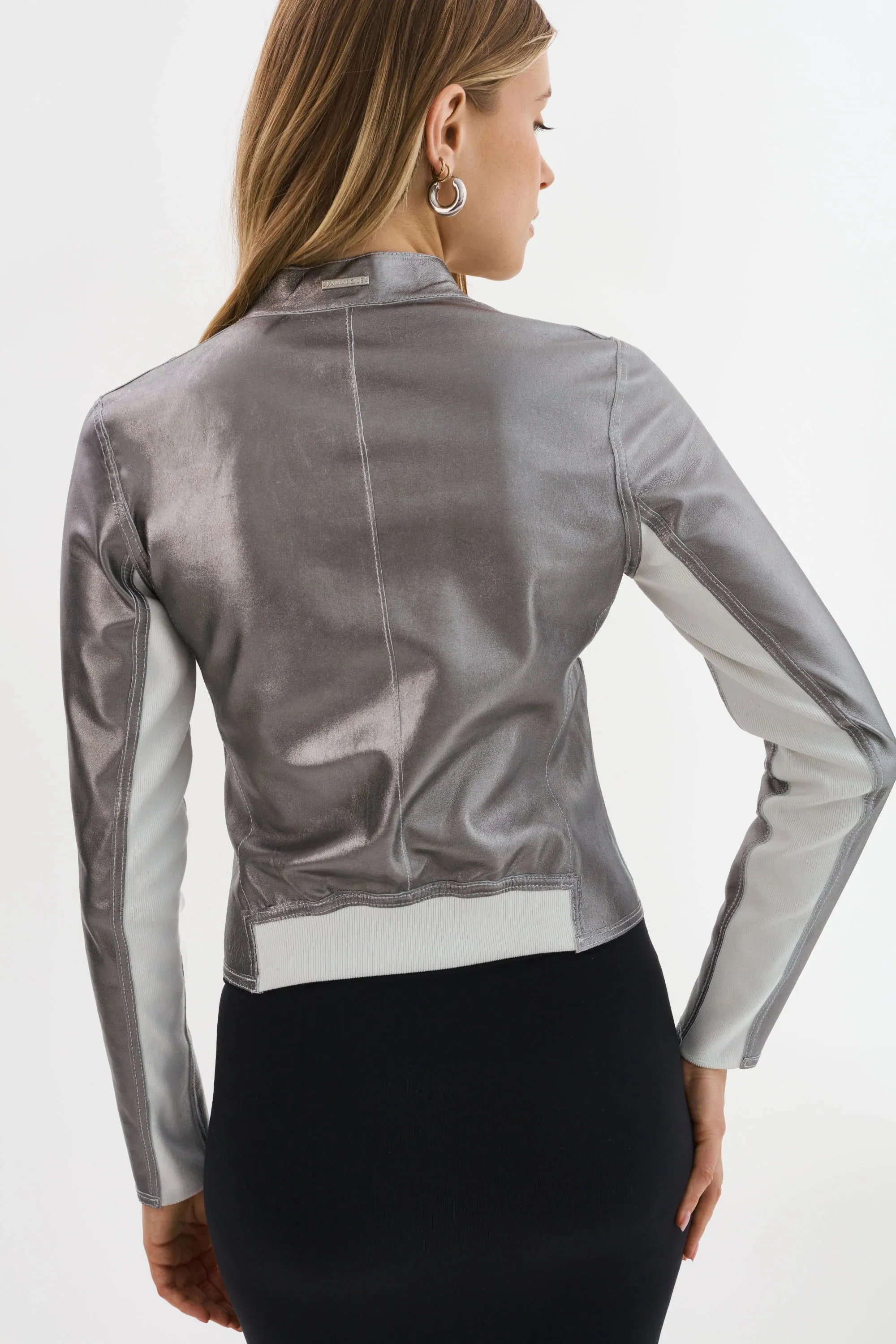 Chapin Reversible Leather Jacket - White / Pewter