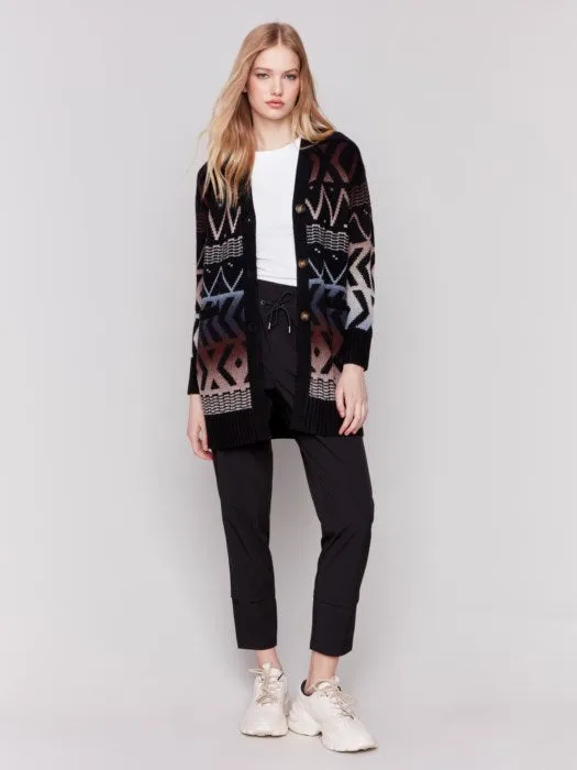 Charlie B C2749 Long Ombre Pattern Cardigan