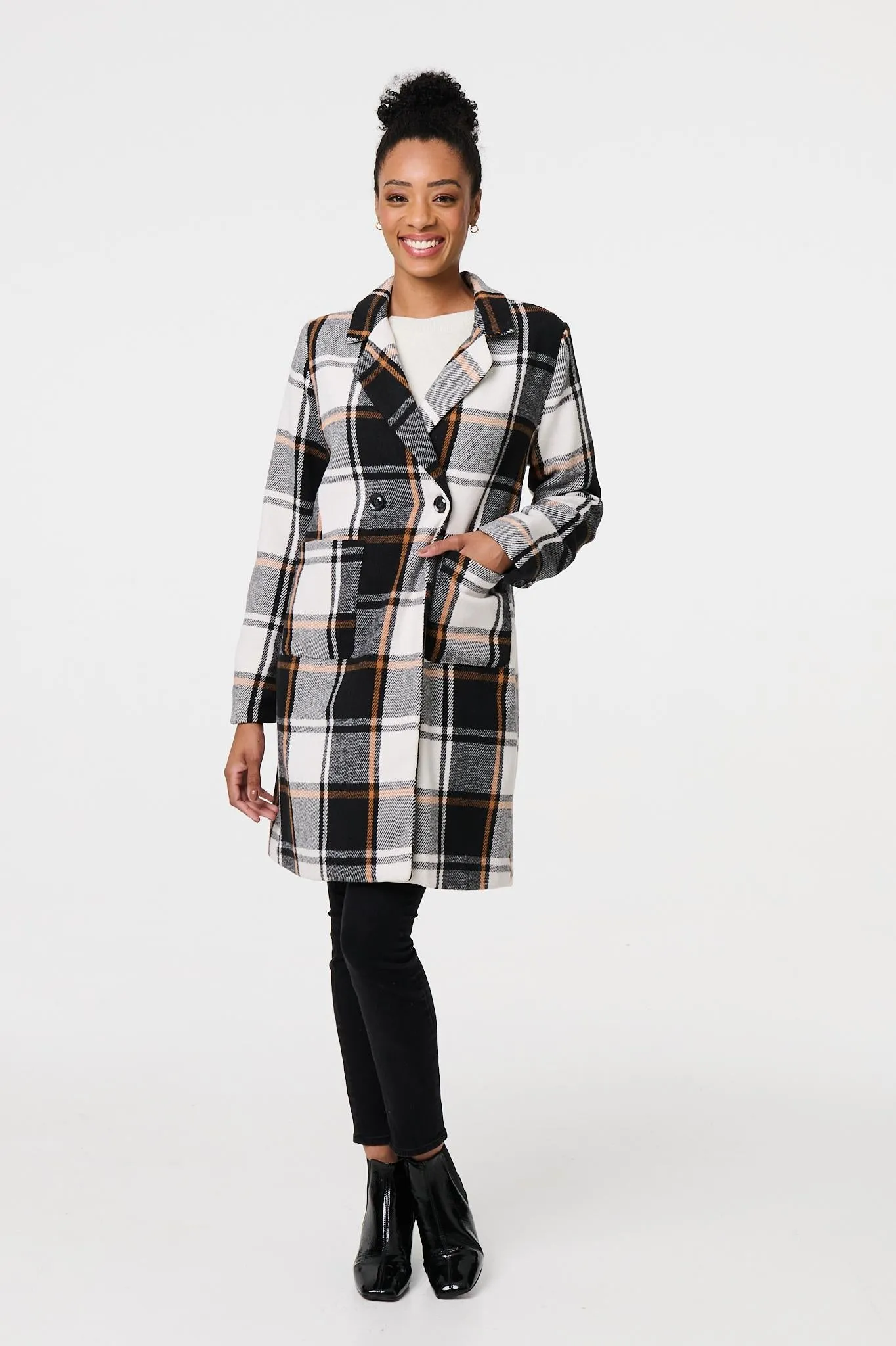 Checked Double Breasted Trench Coat