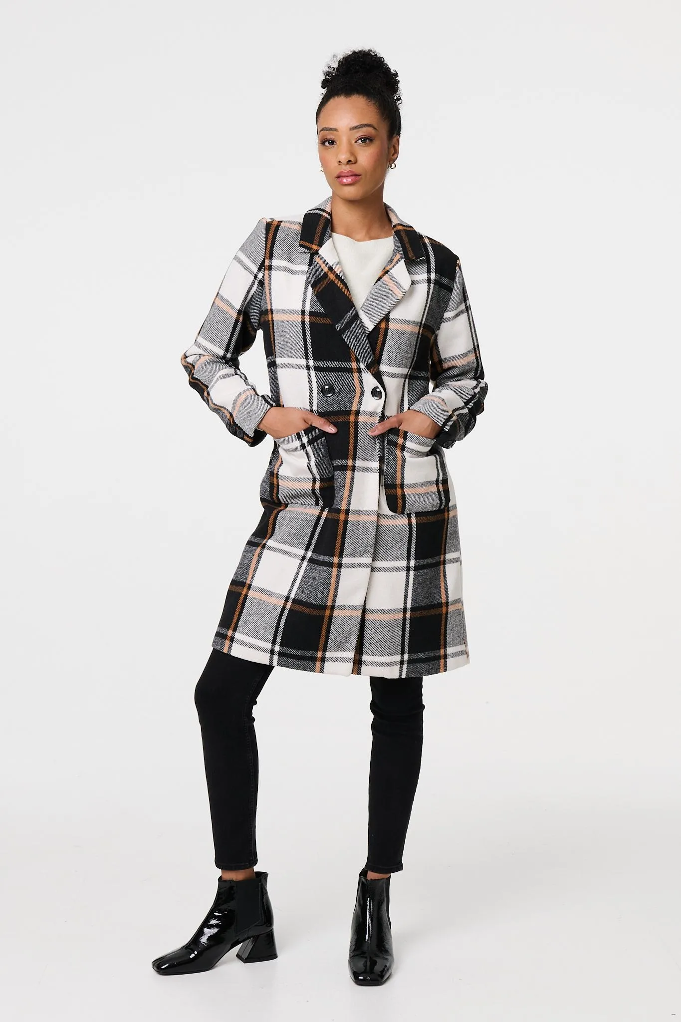 Checked Double Breasted Trench Coat