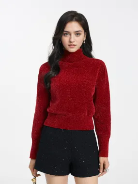 Chili Red Turtleneck Women Sweater