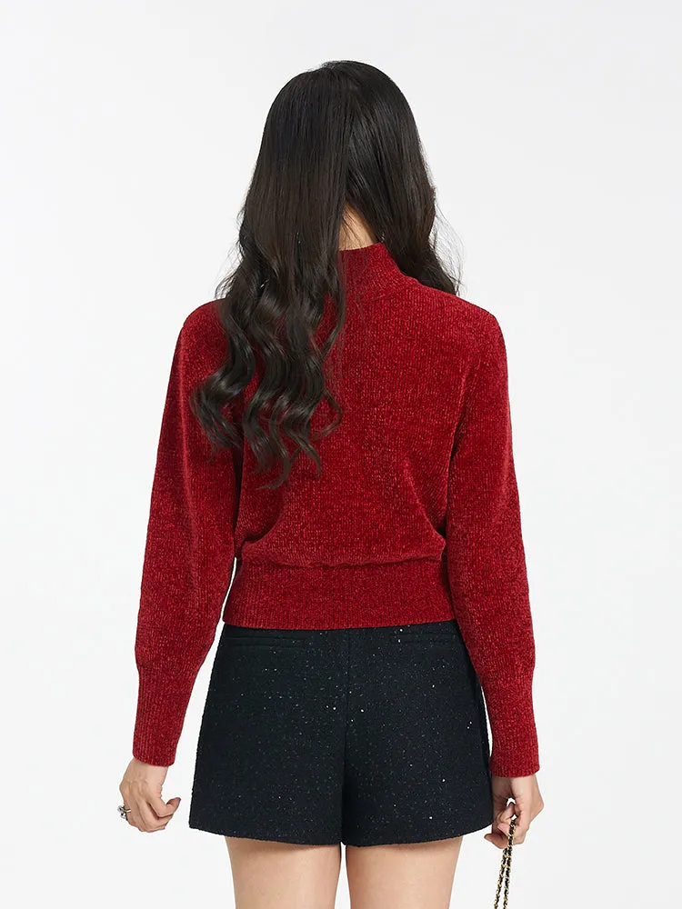 Chili Red Turtleneck Women Sweater