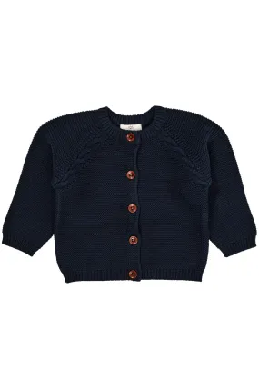 CLASSIC BABY COTTON CABLE CARDIGAN - NAVY