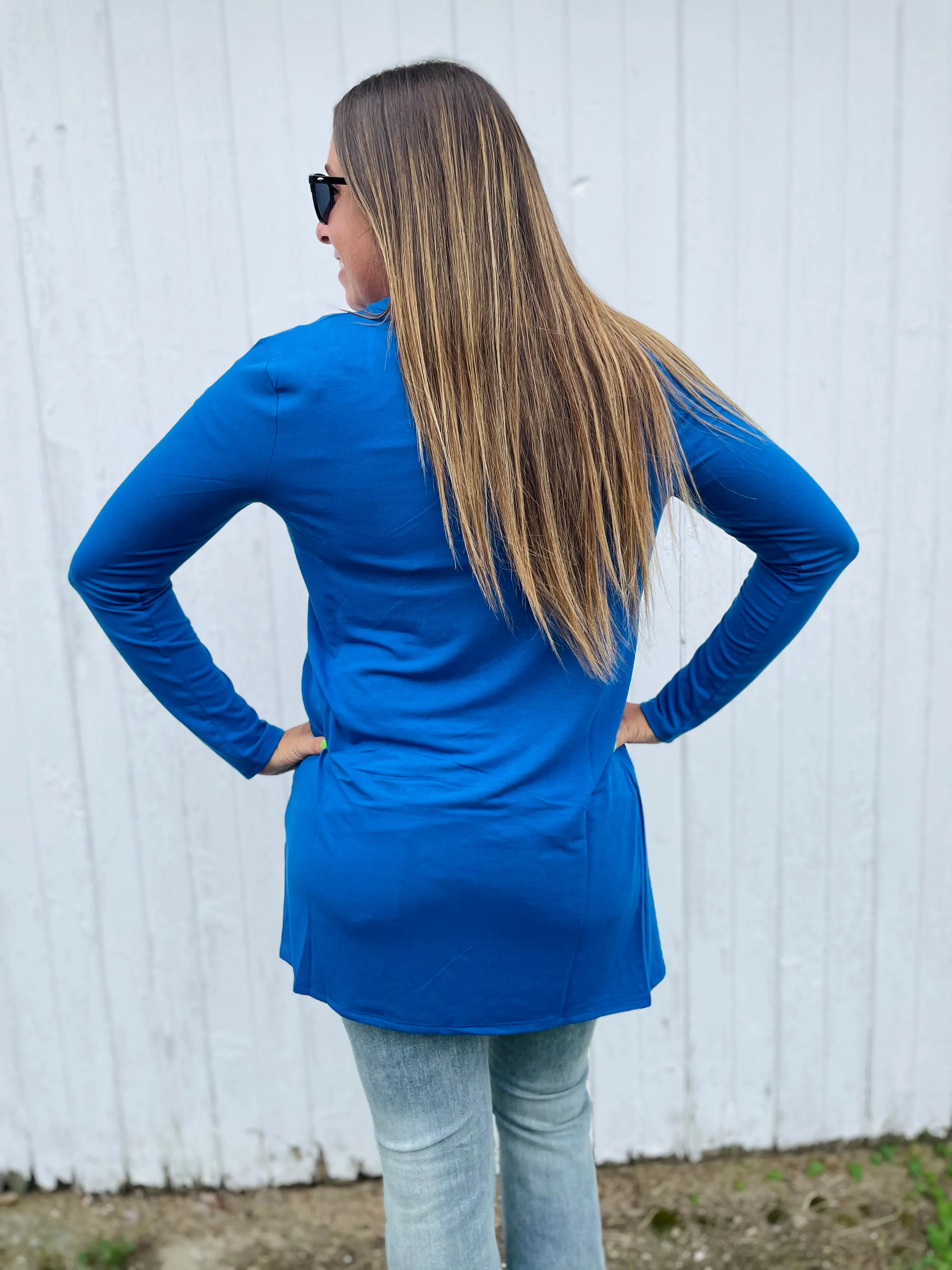 Classic Blue - Slouchy Pocket Cardigan