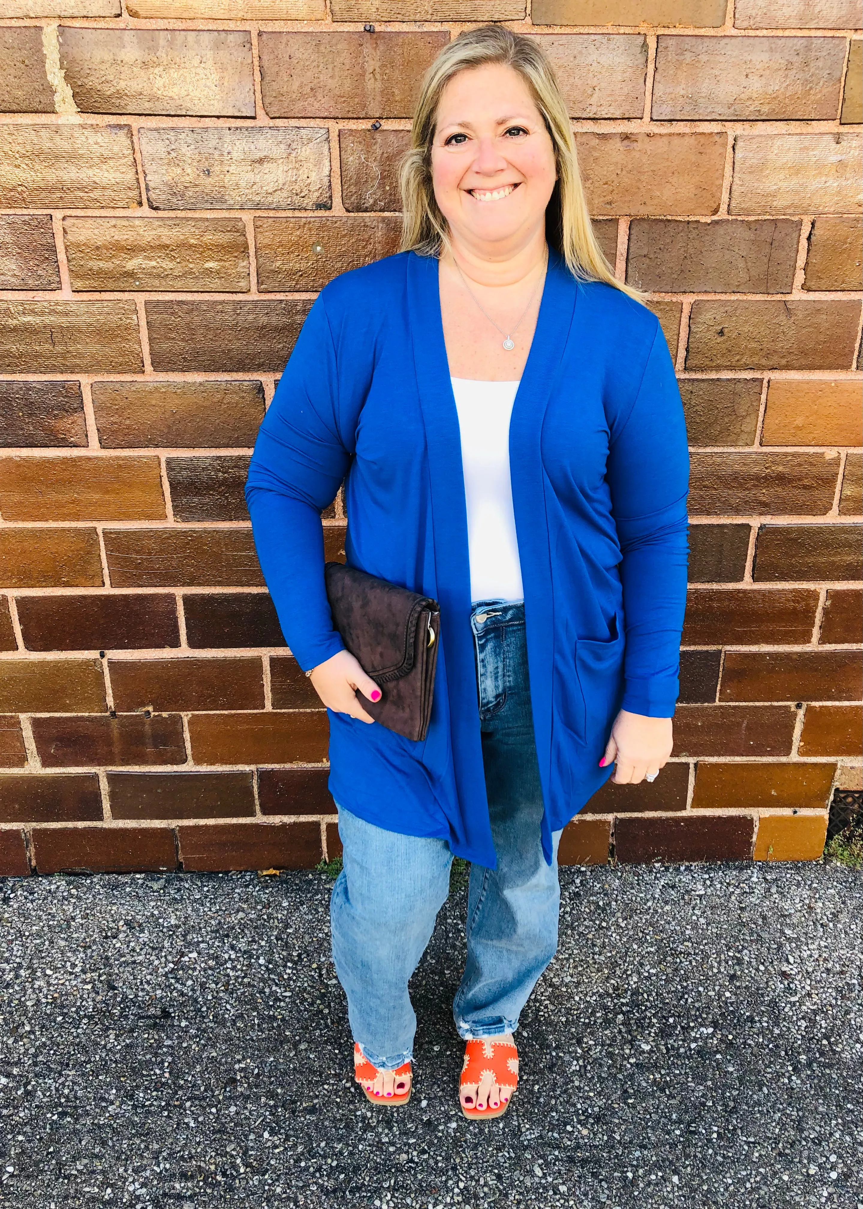 Classic Blue - Slouchy Pocket Cardigan