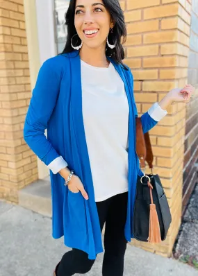 Classic Blue - Slouchy Pocket Cardigan