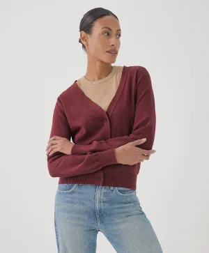 Classic Fine Knit Cardigan - Pomegranate Heather