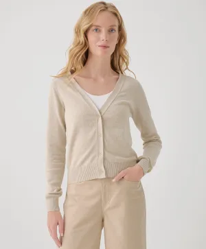 Classic Fine Knit Cardigan - Sandshell Heather