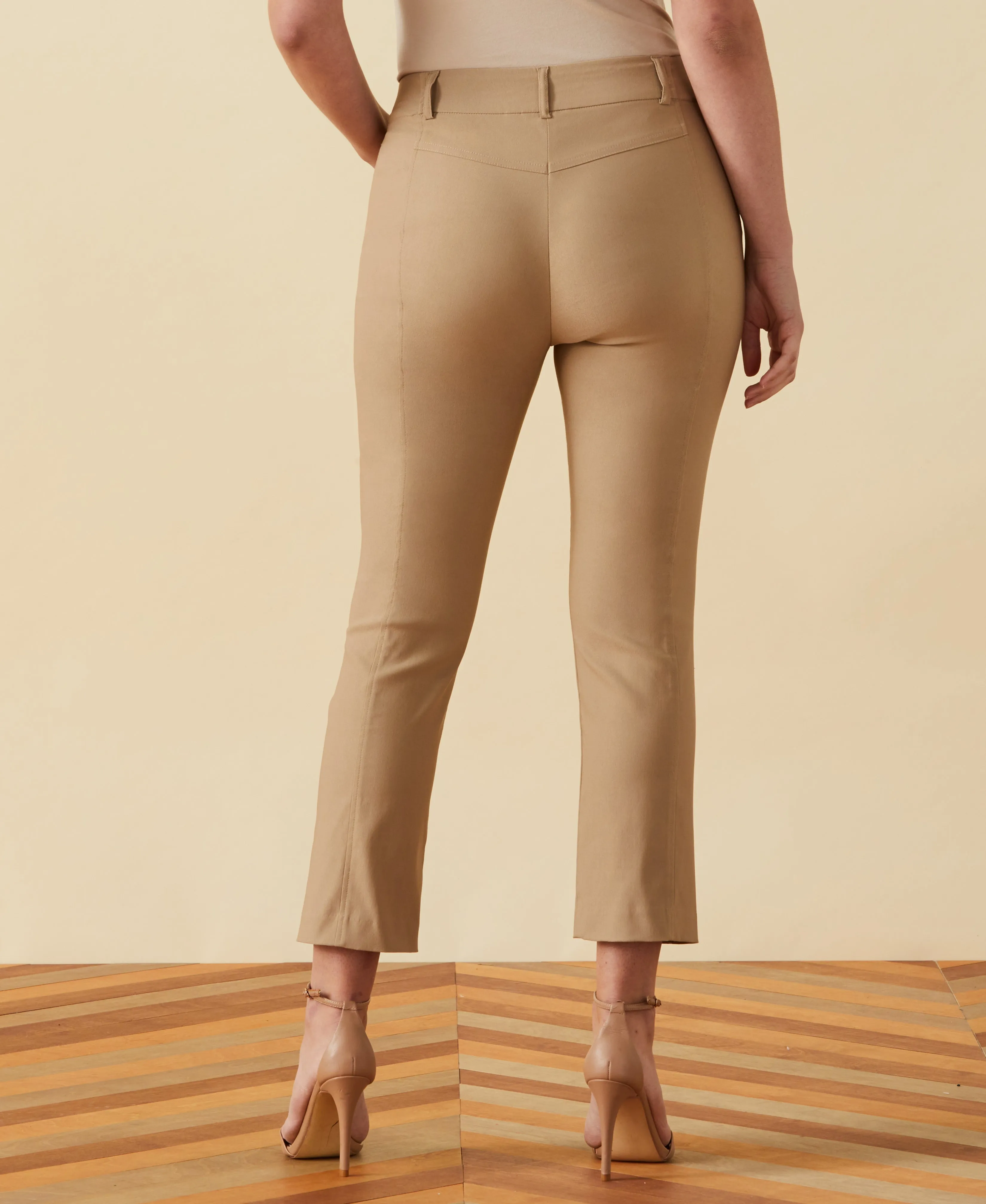 Classic Fit Seamed Straight Leg Crop Pant with Vents