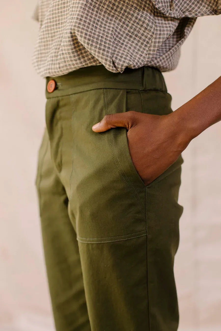 Cotton Twill Frankie Slim Pant - Olive