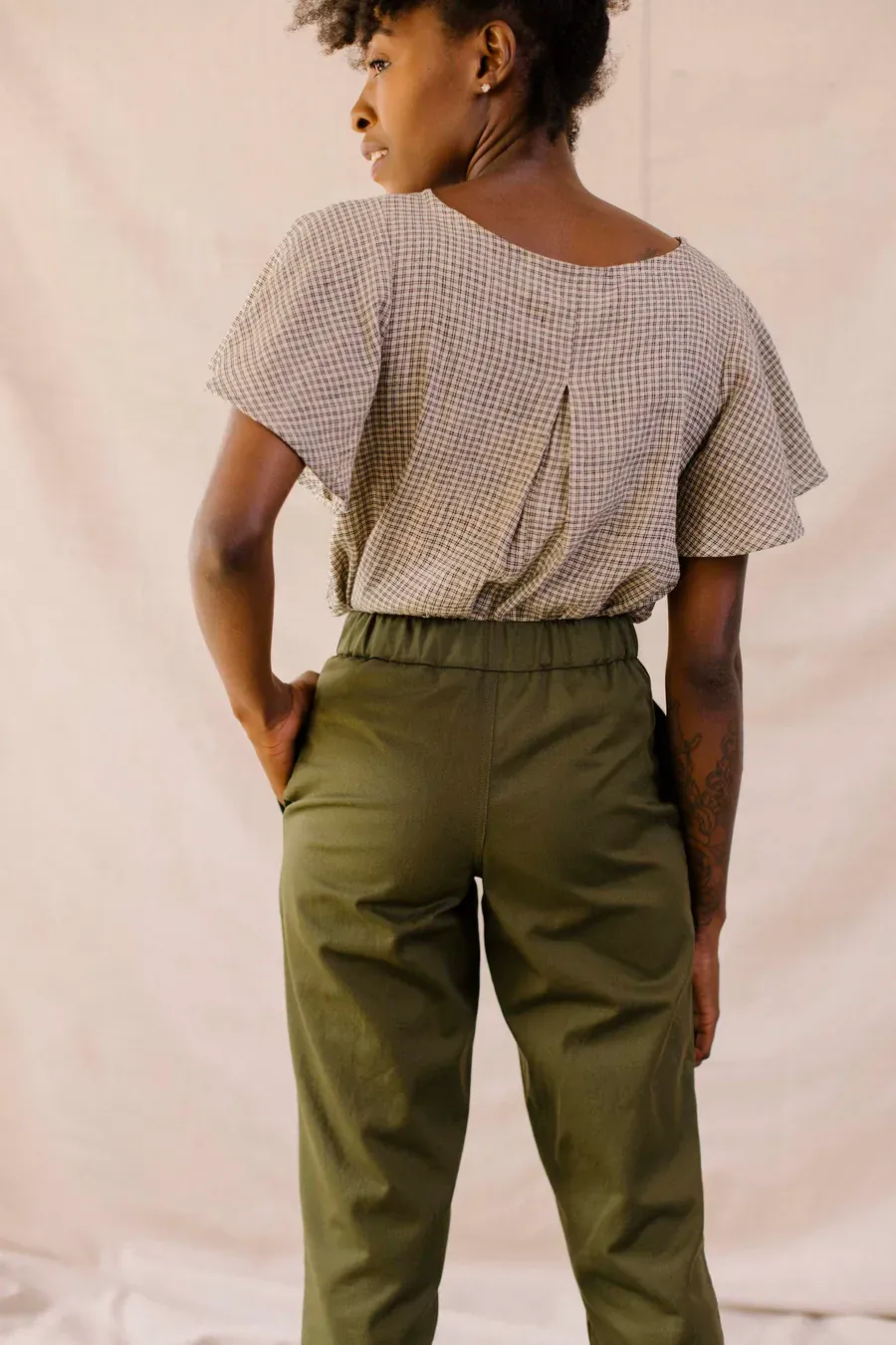 Cotton Twill Frankie Slim Pant - Olive