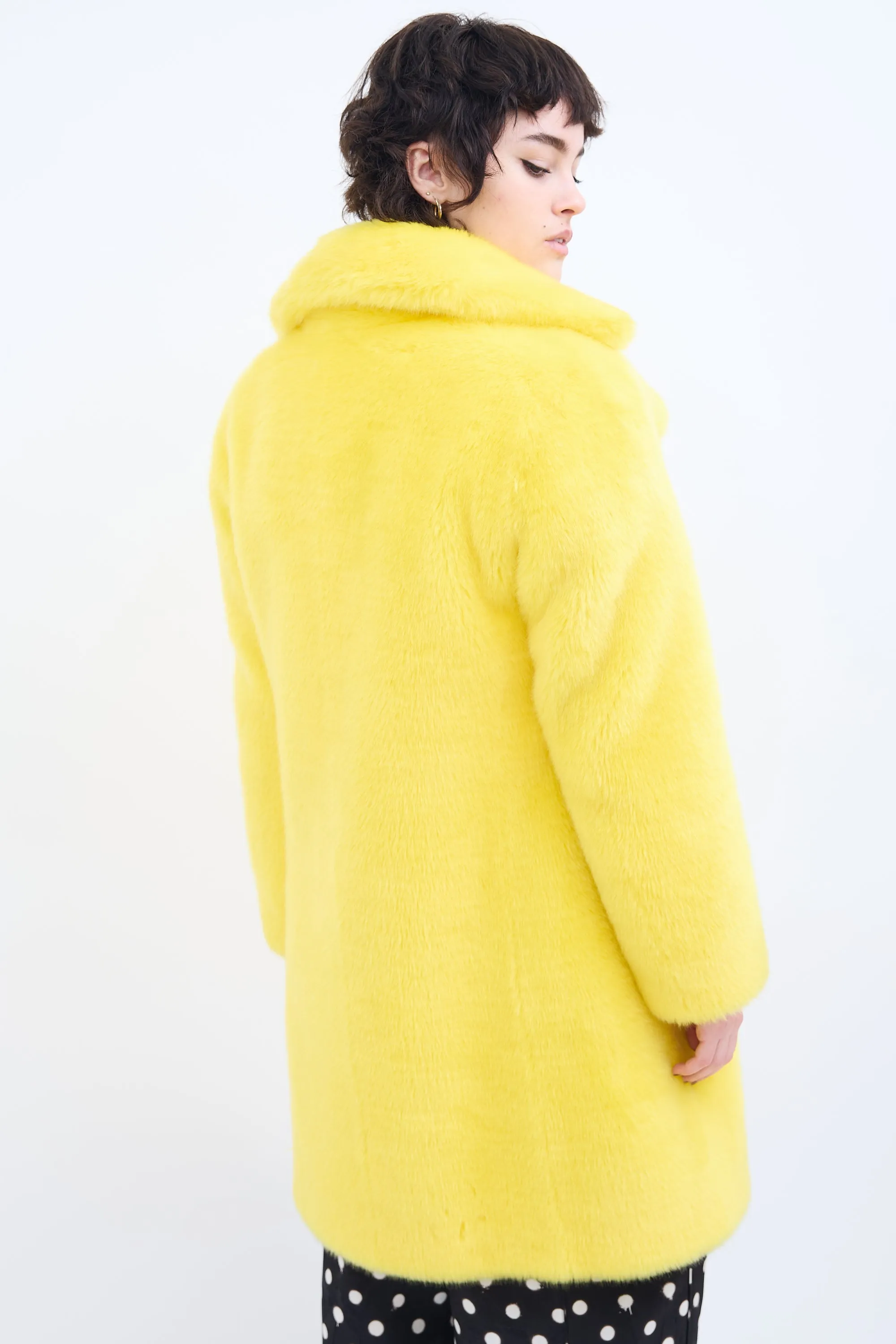 Couture Yellow Faux Fur Coat