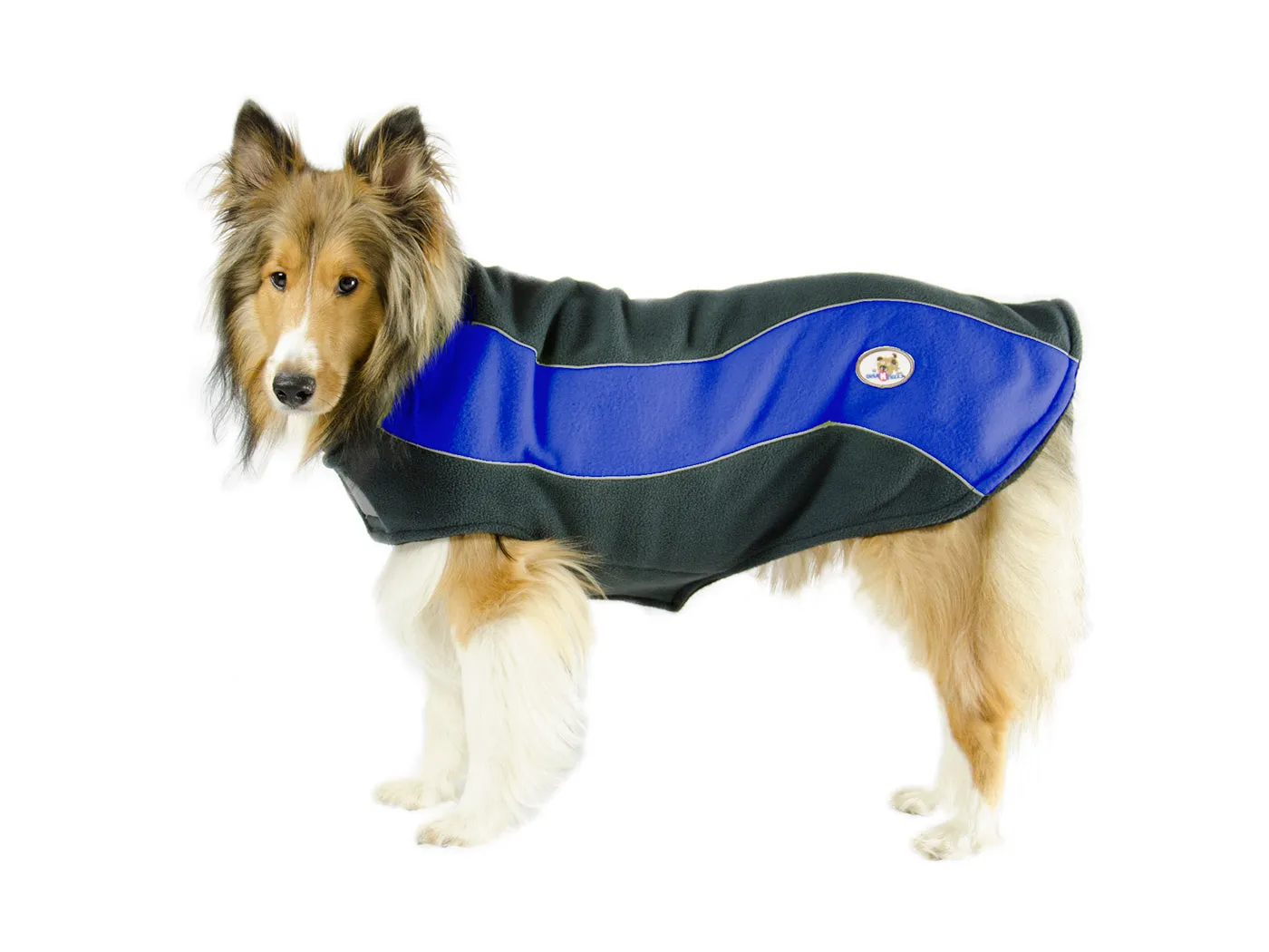 CuteNfuzzy Double Layer Every Day Fleece Cold Weather Adventure Dog Sweater Coat with Reflective Stripes