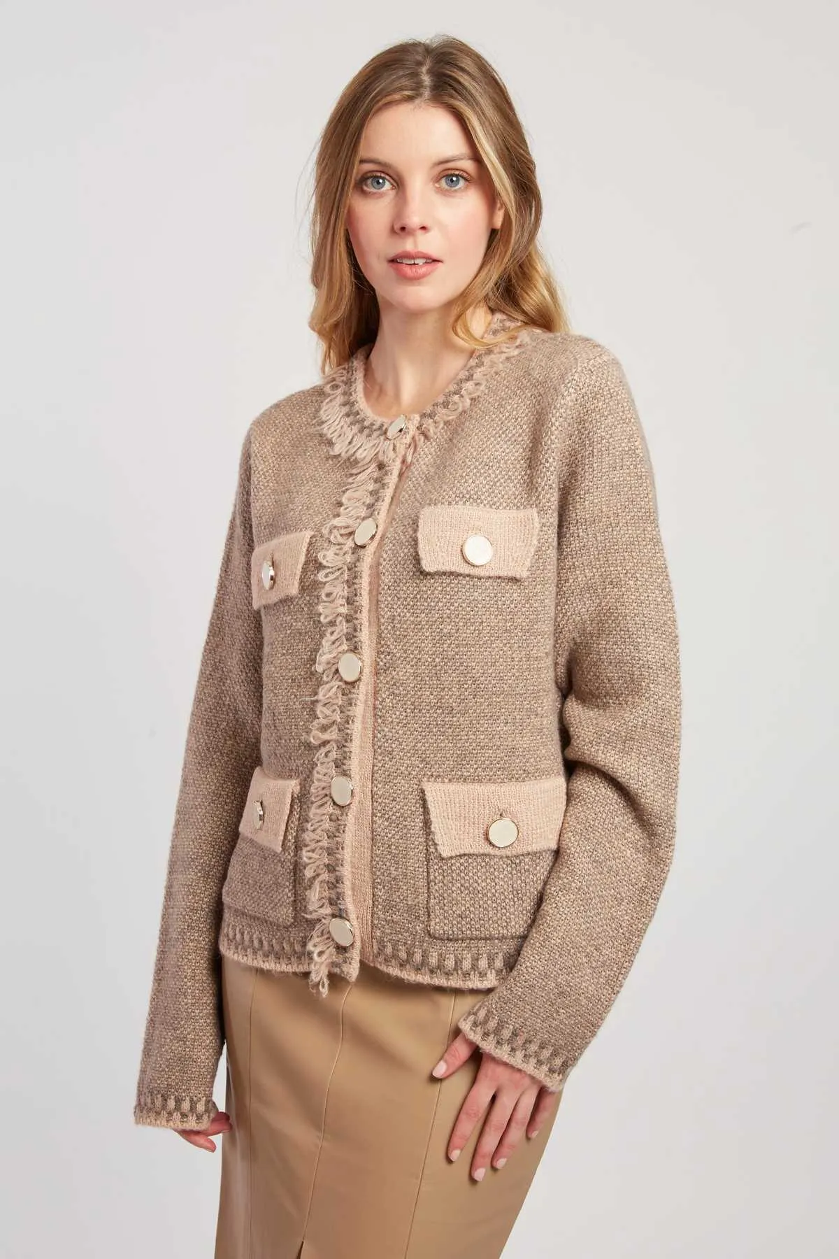 Dante Knit Cardigan Beige