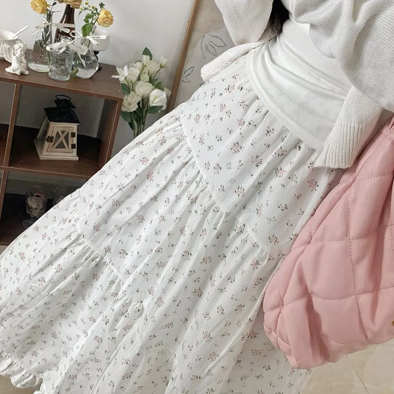 Darianrojas 90s fashion Young-Looking Wooden Ear Small Fresh Floral Skirt Women's Japanese Soft Girl Niche Super Sweet Stitching Cake Dress