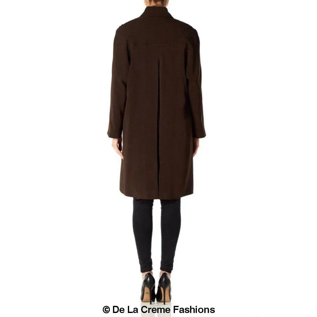 De La Creme Womens Oversized Knee Length Swing Coat