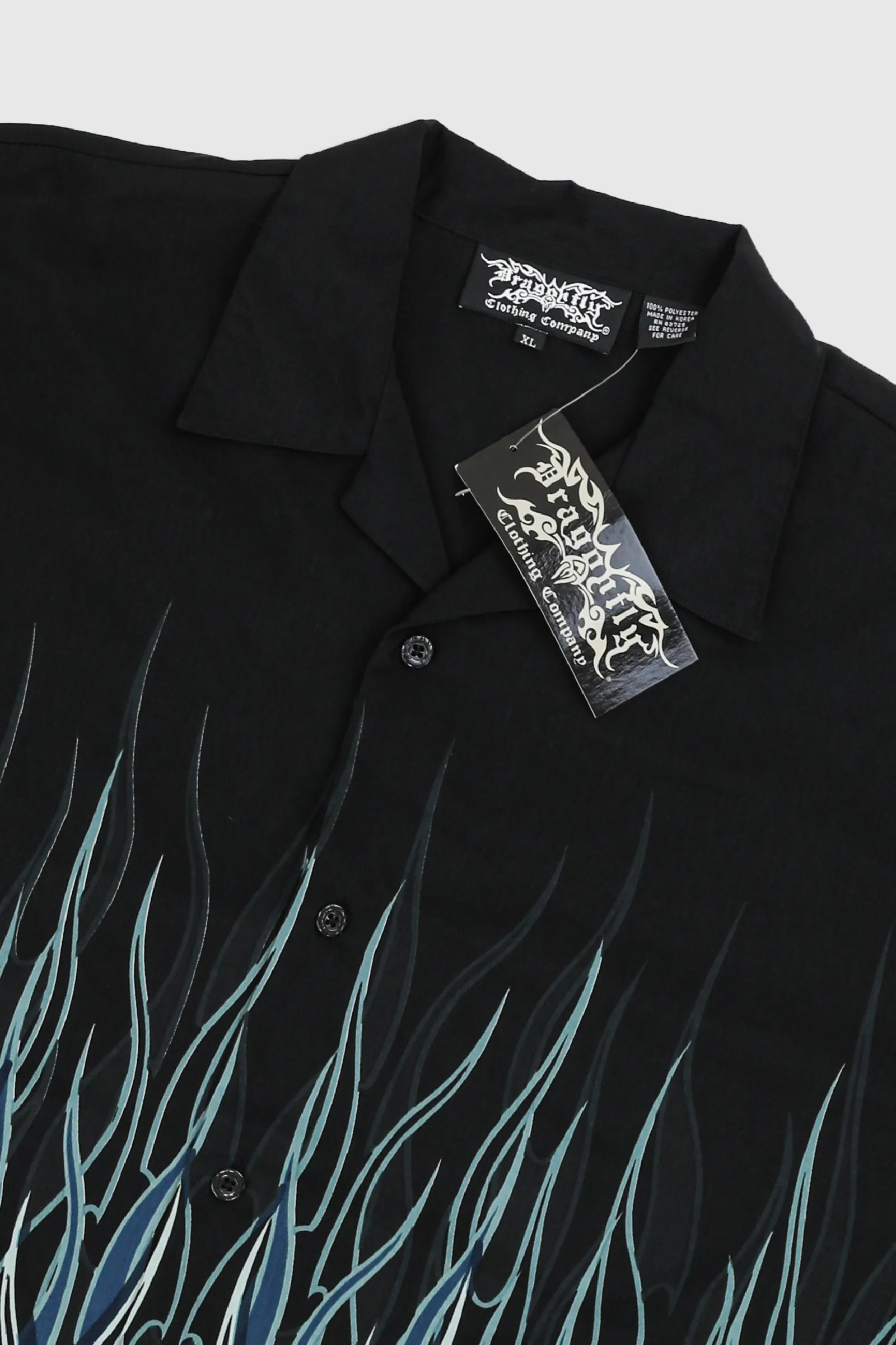 Deadstock Dragonfly Blue Flame Camp Shirt - XL, XXXL