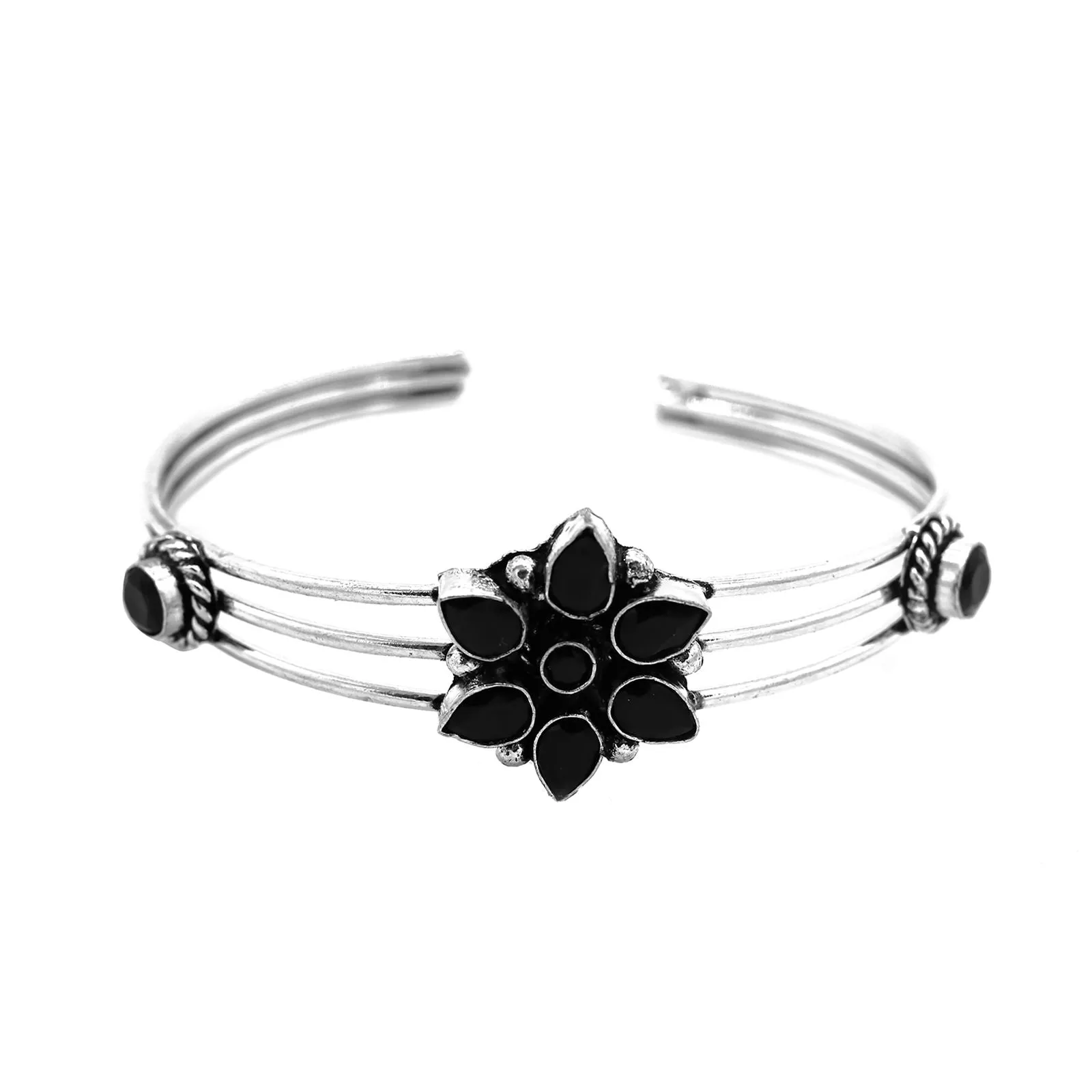 Dhatri Black Silver Oxidized Bracelet