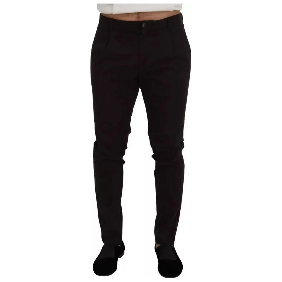 Dolce & Gabbana Brown Skinny Men Cotton Stretch Pants