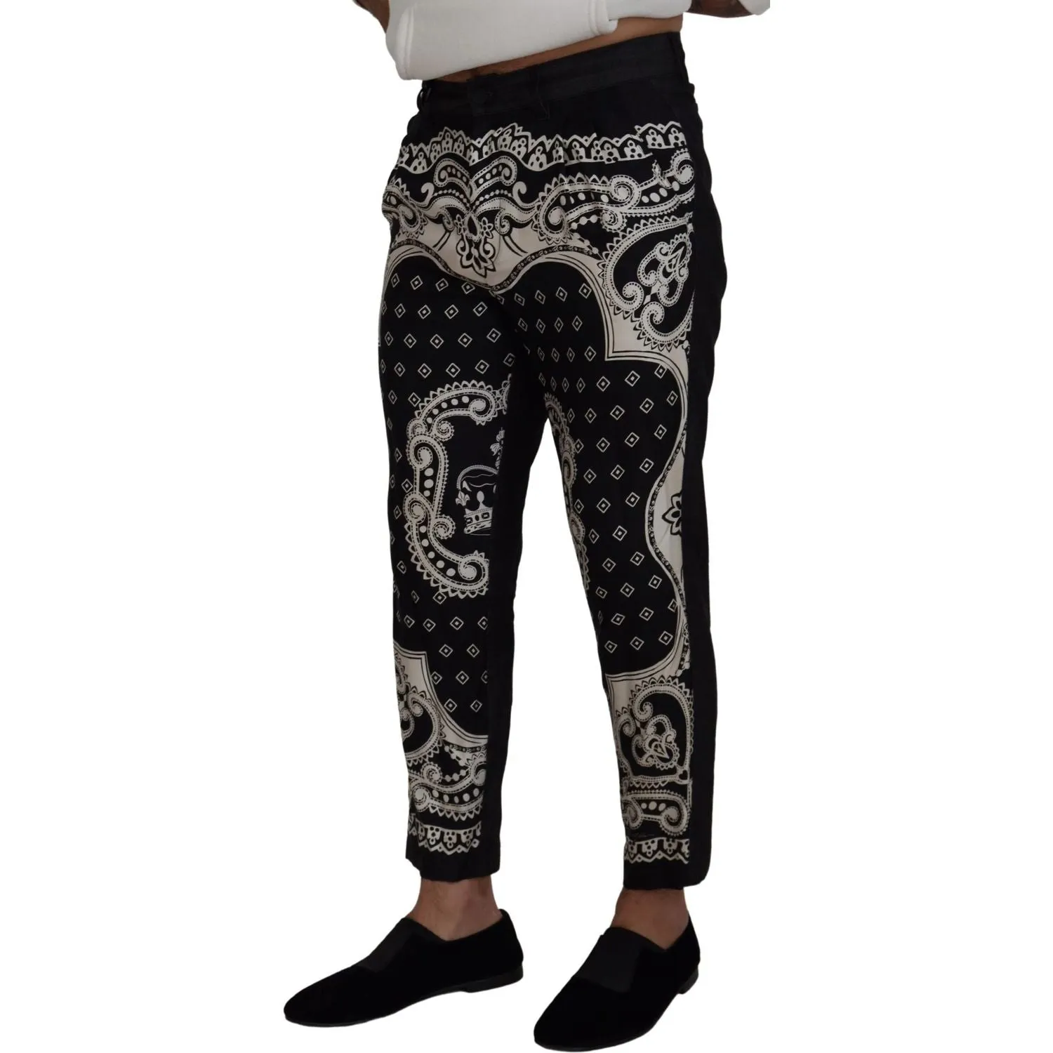 Dolce & Gabbana Elegant Bandana Print Silk-Cotton Pants