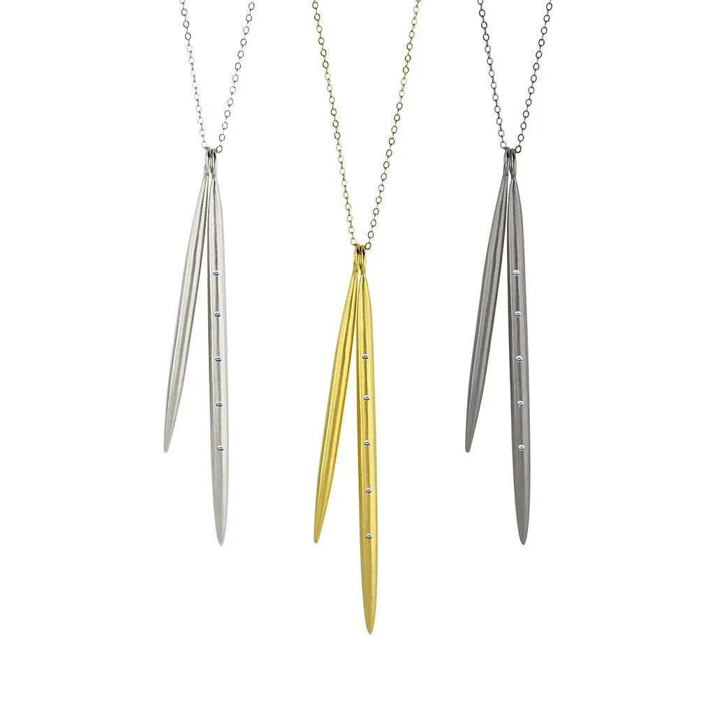 Double Diamond Black Spike Necklace