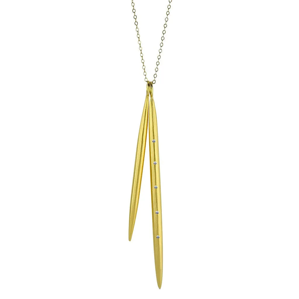 Double Diamond Gold Spike Necklace