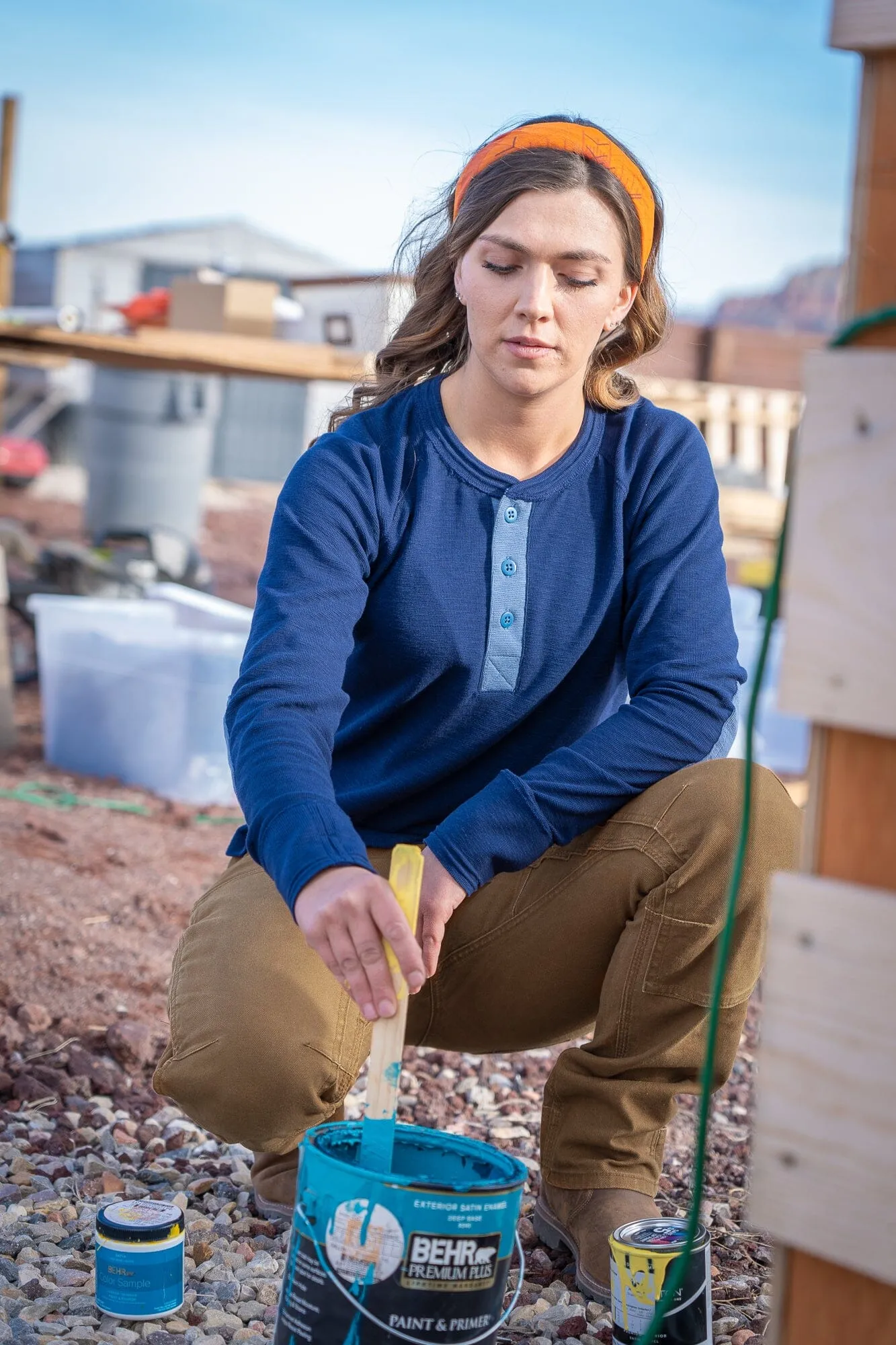 Dovetail Women's Rugged Thermal Henley in Navy Blue