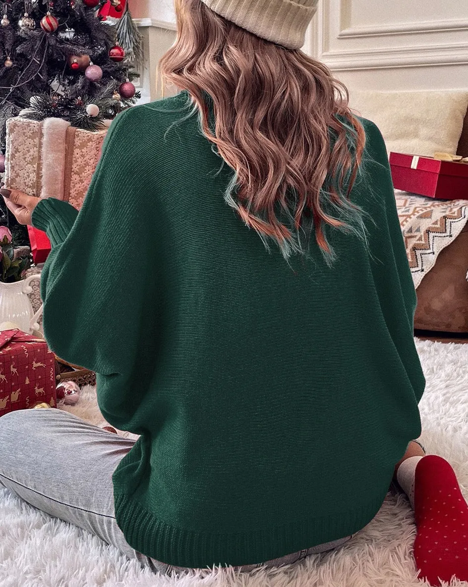 Embroidered Merry Turtleneck Sweater