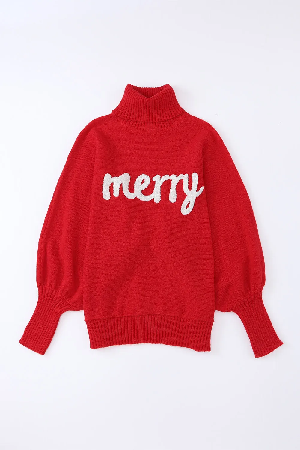 Embroidered Merry Turtleneck Sweater