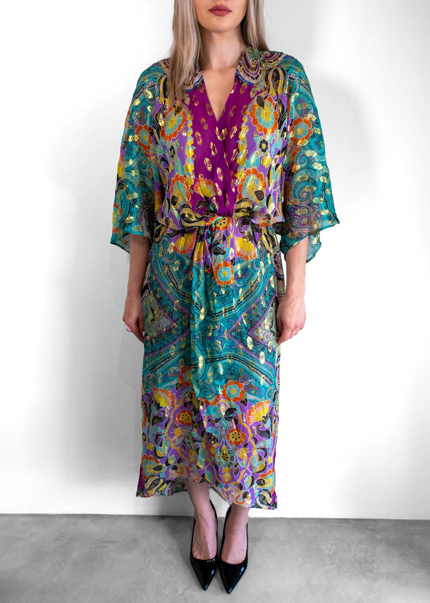 Etro Floral Silk and Metallic Dress