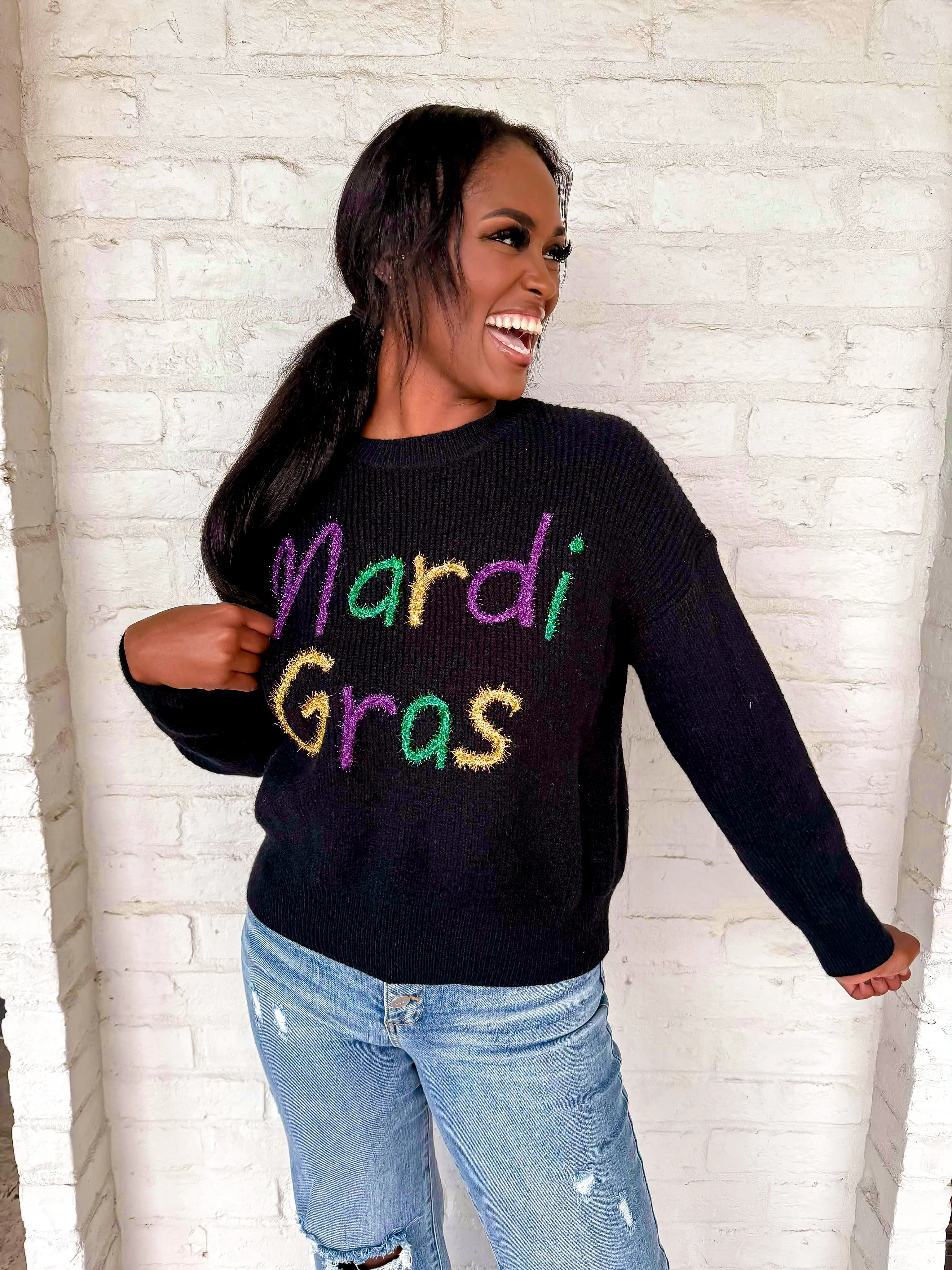 Exclusive Black Mardi Gras Sweater