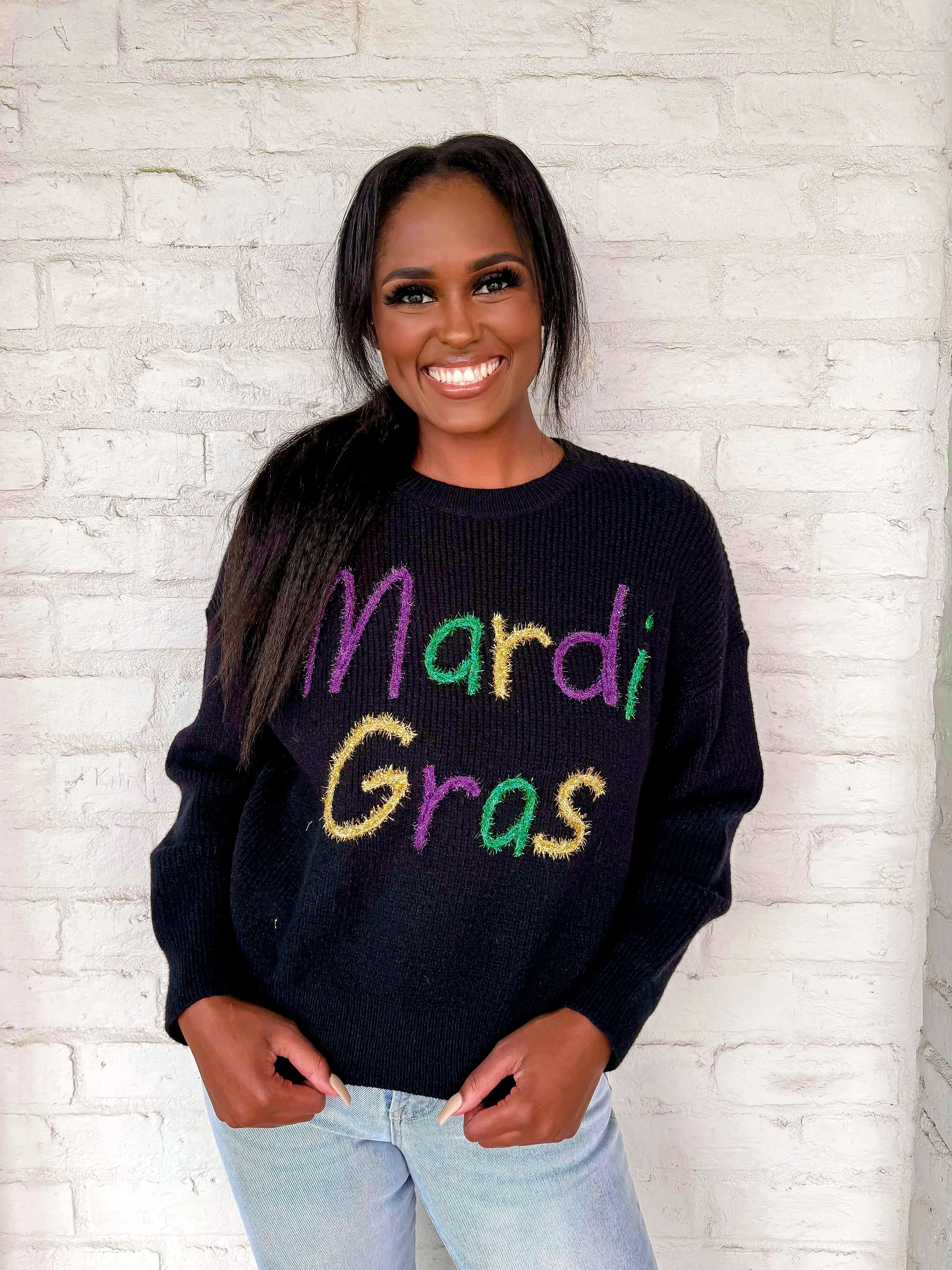 Exclusive Black Mardi Gras Sweater