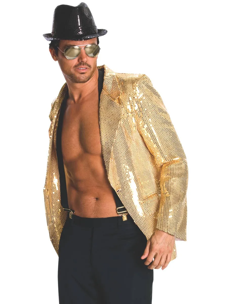 Fancy Gold Sequinned Mens Costume Jacket