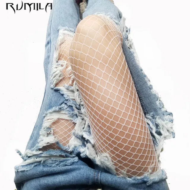 fashion white medium grid women high waist stocking fishnet club tights panty knitting net pantyhose trouser mesh lingerie TT016