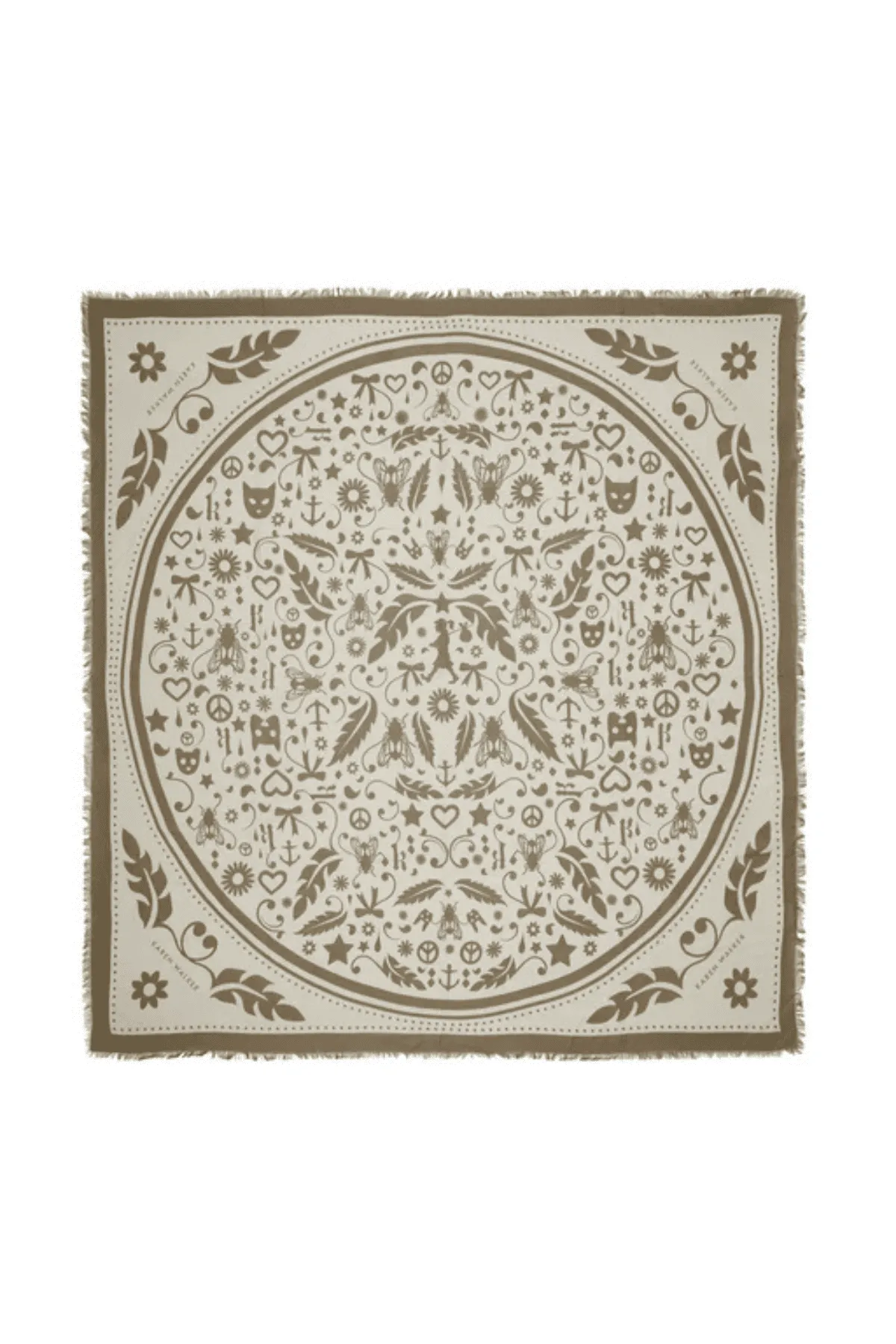 FILIGREE MODAL TWILL SCARF CREAM/OLIVE