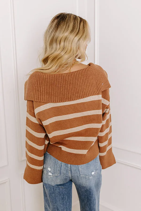 Fill Up Your Cup Stripe Sweater In Iced Mocha