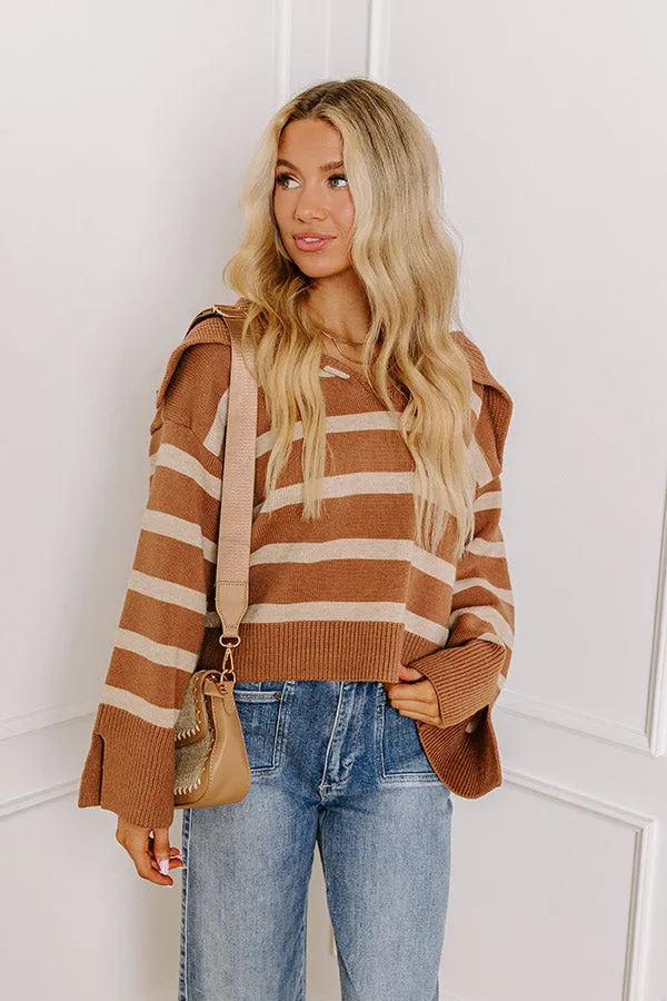 Fill Up Your Cup Stripe Sweater In Iced Mocha