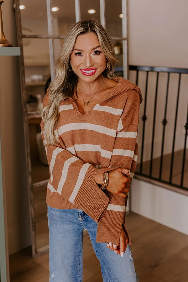 Fill Up Your Cup Stripe Sweater In Iced Mocha