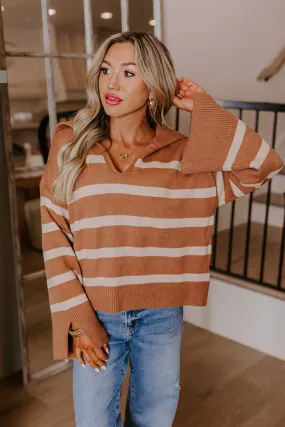 Fill Up Your Cup Stripe Sweater In Iced Mocha